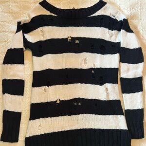 Express Black and White Distressed Women's Sweater XS